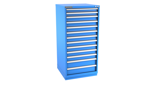 Champion Tool Storage SWS2700-1301-ILC-FTB-BB 13-Drawer Shallow Depth Modular Cabinet SWS1301 | 28-1/4"W x 59-1/2"H x 22-1/2"D, Bright Blue