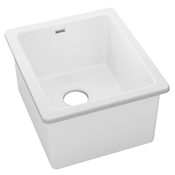 Elkay SWU1517WH Fireclay 16-7/16" x 18-15/16" x 9-1/16" Single Bowl Undermount Bar Sink White