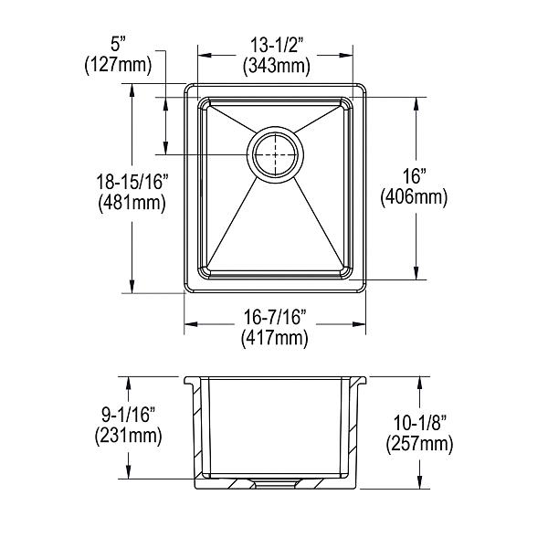 Elkay SWU1517WH Fireclay 16-7/16" x 18-15/16" x 9-1/16" Single Bowl Undermount Bar Sink White