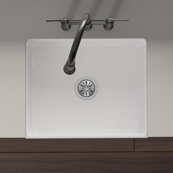 Elkay SWUF2520WH Fireclay 24-7/16" x 19-11/16" x 9-1/8" Single Bowl Farmhouse Sink White