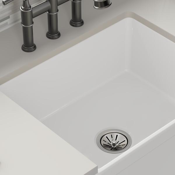 Elkay SWUF2520WH Fireclay 24-7/16" x 19-11/16" x 9-1/8" Single Bowl Farmhouse Sink White