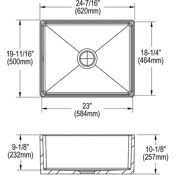 Elkay SWUF2520WH Fireclay 24-7/16" x 19-11/16" x 9-1/8" Single Bowl Farmhouse Sink White