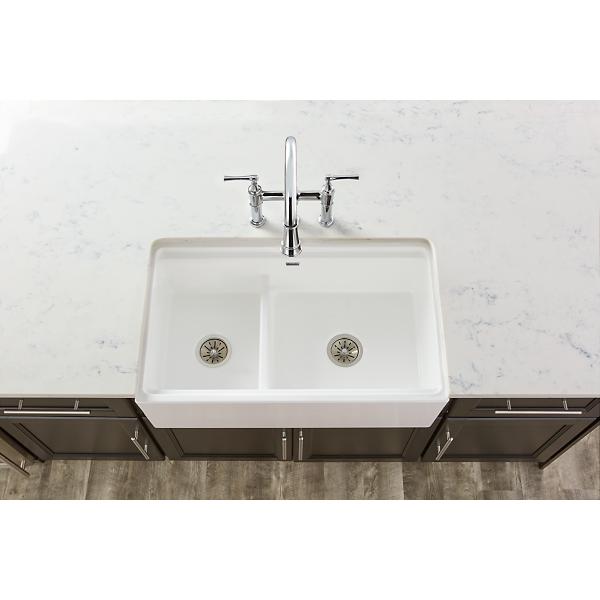 Elkay LK99FCS Deluxe Drain Kit with Satin Finish 3-1/2 Type 304 Stainless Steel Body for Fireclay Sinks