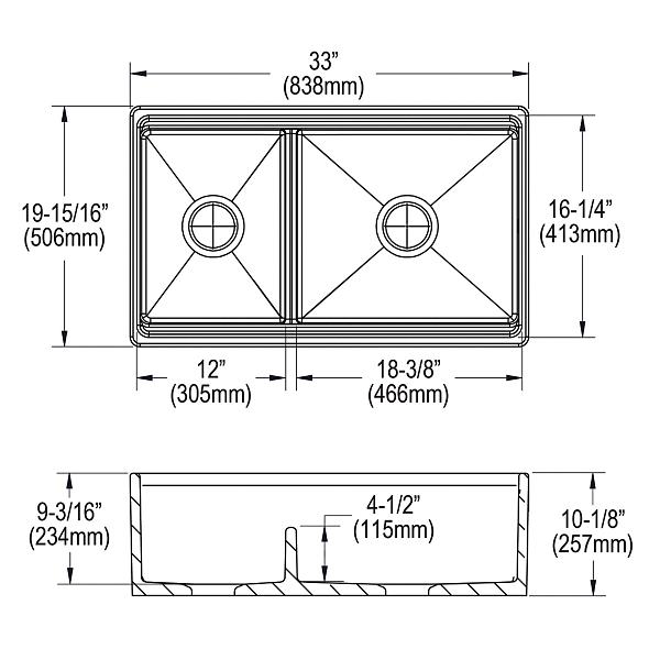 Elkay SWUF3320WH Fireclay 33" x 19-15/16" x 9-3/16" 60/40 Double Bowl Farmhouse Workstation Sink with Aqua Divide White