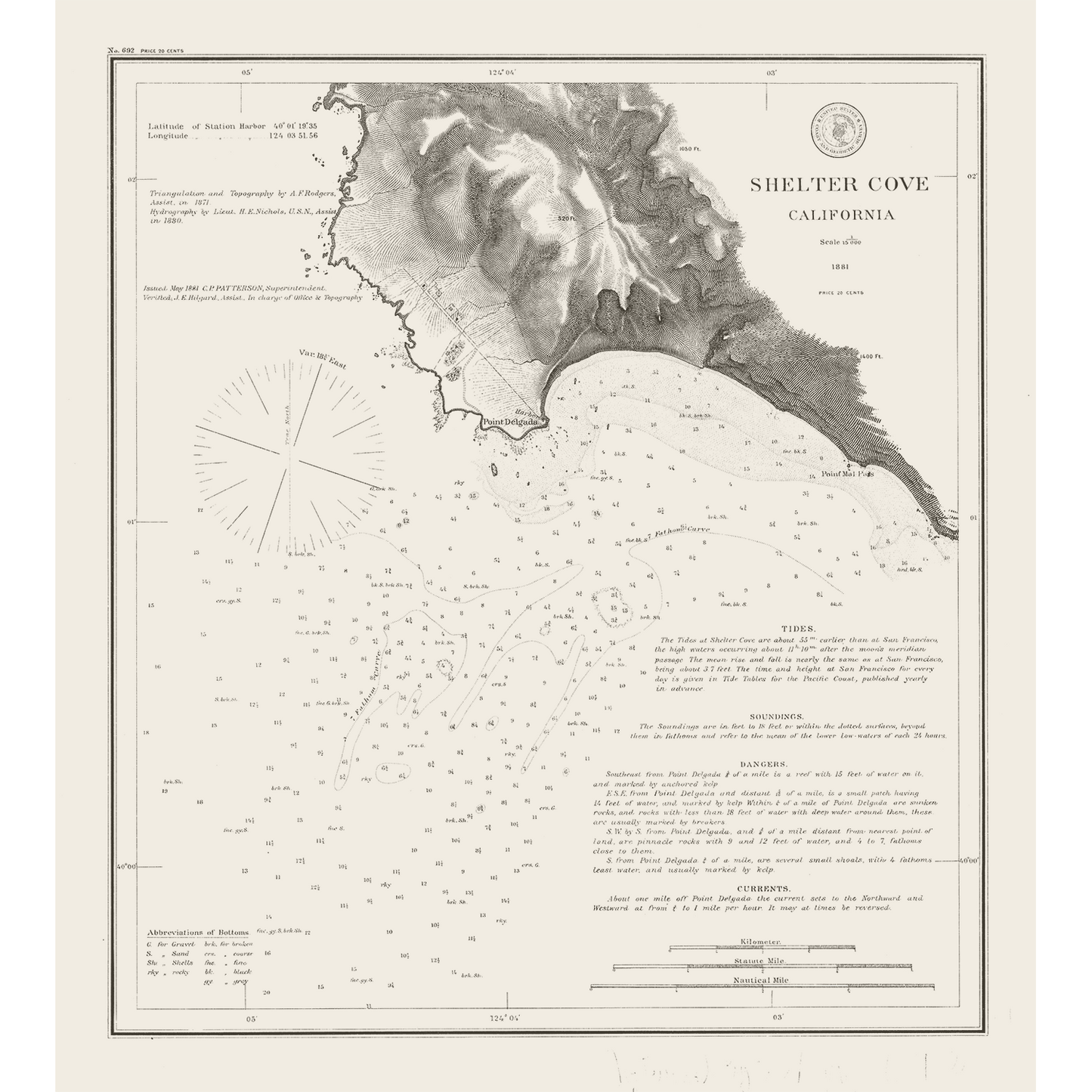 Paradise Clay IHP_SC1881 Historical Chart: Shelter Cove 1881 (36x40)