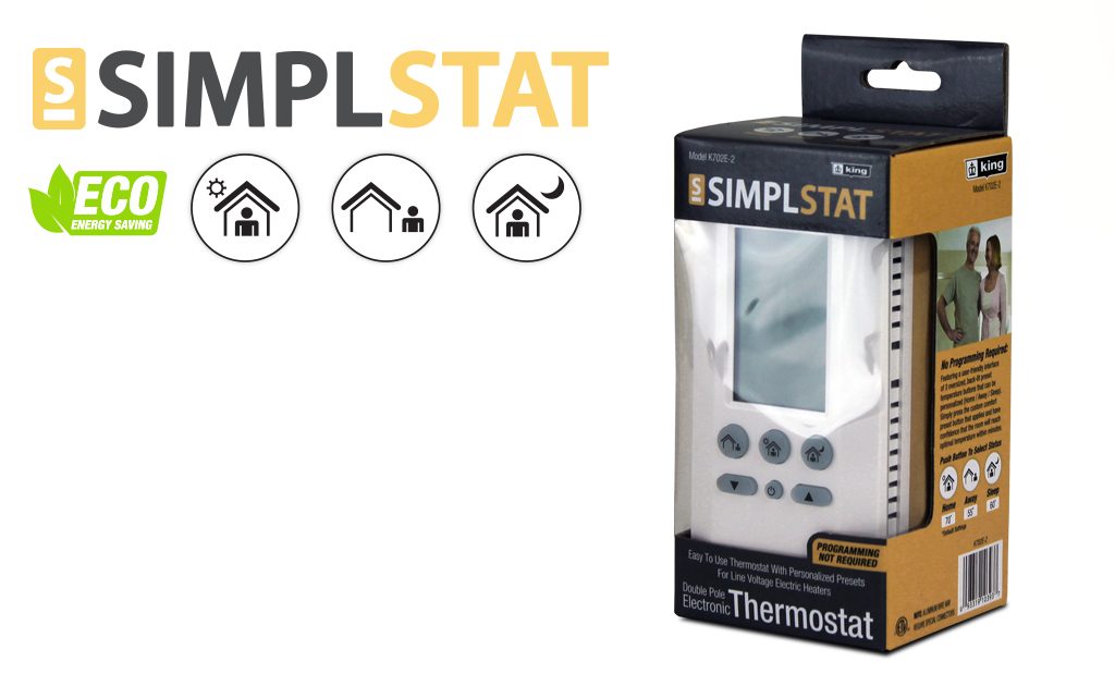 King Electric K701E-B Thermostat Sp 120/240V 16A Simplstat Battery Powered