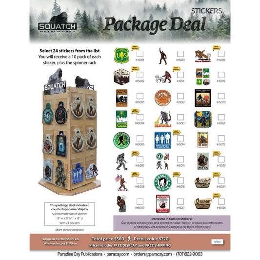 Paradise Clay SPS10 Squatch Metalworks Package Special STICKERS (WHOLESALE ONLY)