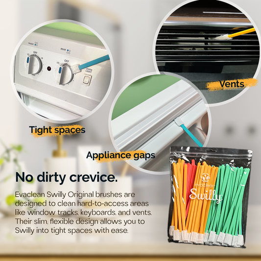 EarthSafe EVSWILLY-MCC8 Evaclean Original Swilly Disposable Crevice Cleaning Brushes, 8, Multi- Color, 2/Each Color