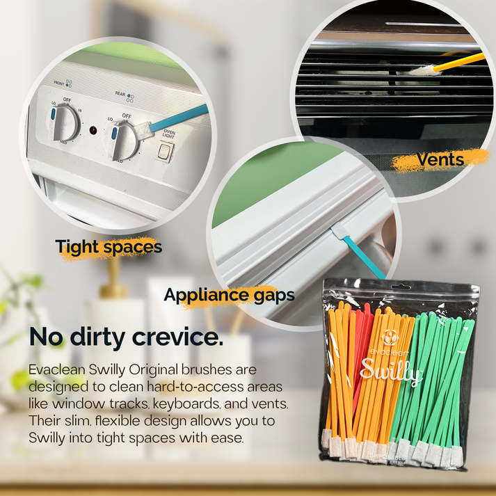 EarthSafe EVSWILLY-YW Evaclean Original Swilly Disposable Crevice Cleaning Brushes, 100, Single Color, Yellow