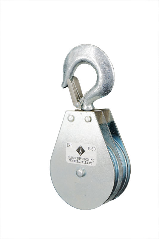 Block Division 02078-2-SL 2″ Swivel Hook Pulley Block, Steel Latch, 2 Sheaves