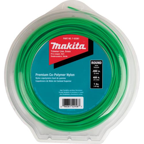 Makita T-03361 Round Trimmer Line, 0.080, Green, 400™, 1 lbs.