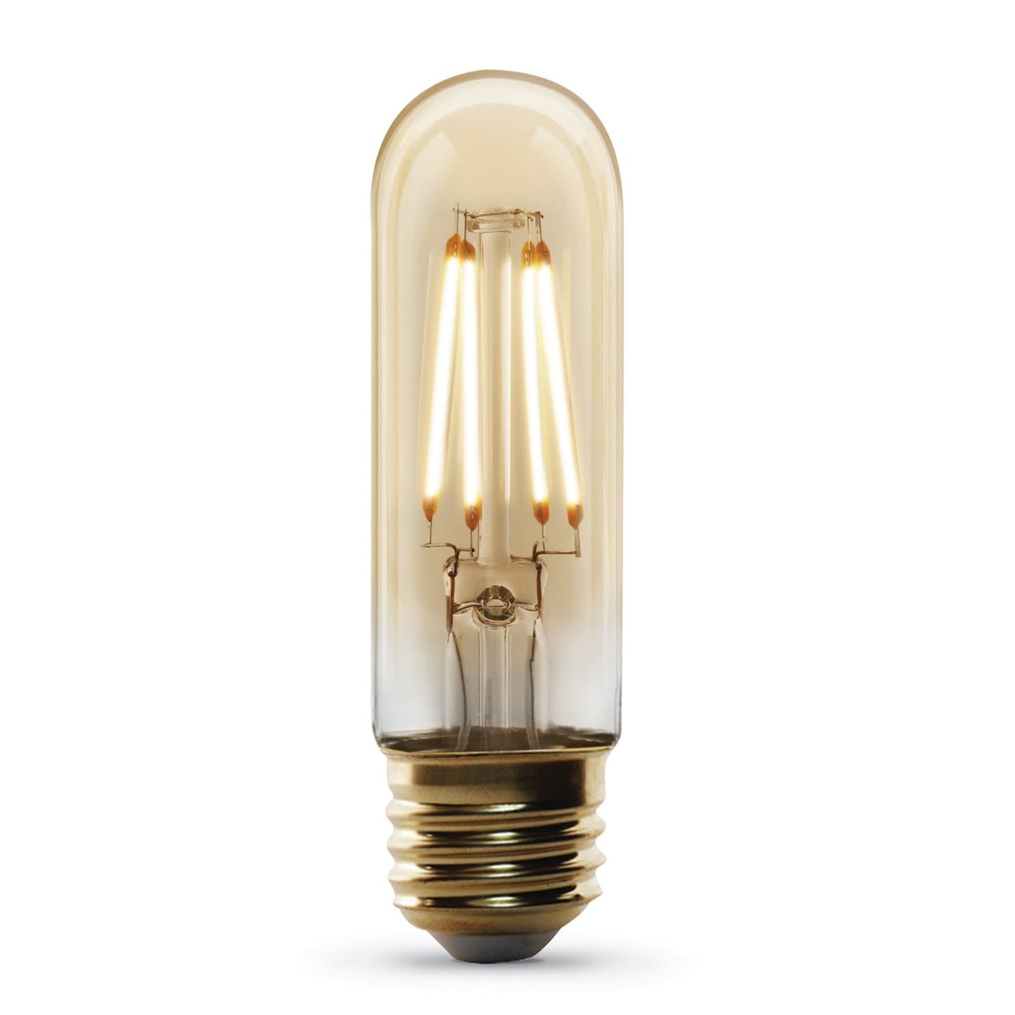 Feit Electric T10/VG/LED 4W (40W Replacement) T10 E26 Dimmable Straight Filament Amber Glass Vintage Edison LED Light Bulb, Soft White