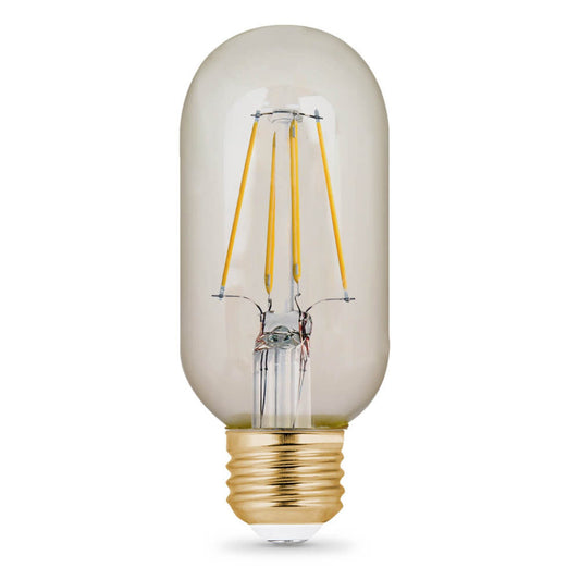 Feit Electric T14/VG/LED 4W (40W Replacement) T14 E26 Dimmable Straight Filament Amber Glass Vintage Edison LED Light Bulb, Soft White