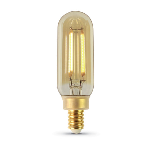 Feit Electric T8C/VG/LED 5W (40W Replacement) T8 E12 Dimmable Straight Filament Amber Glass Vintage Edison LED Light Bulb, Soft White