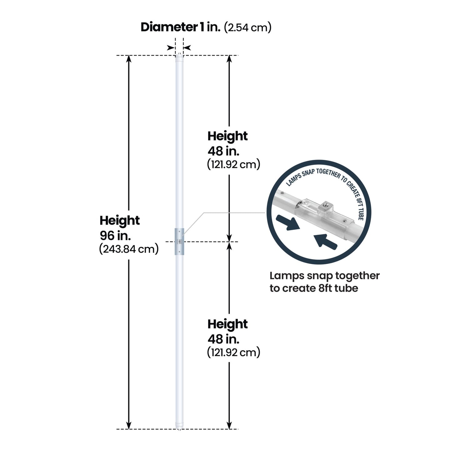 Feit Electric T96/841/LED/RP 8 ft. 44W (75W Equivalent) Cool White (4000K) FA8 T8 Type A LED Linear Tube