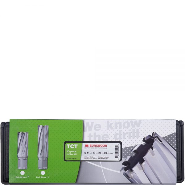 Euroboor TCT.KIT/10L-I1 Cutter Kit, Tct, Doc 2", Dmin 9/16", Dmax 1".