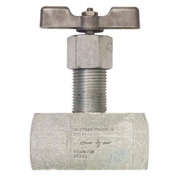 American Lube TIM-500-HP1 Carbon Steel In-Line Needle Valve, 1/2"(F) Couplings