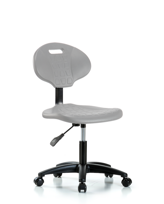 Blue Ridge Ergonomics TPDHCH-RG-A0-RC-GRY Erie Polyurethane Chair - Desk Height with Casters in Gray Polyurethane