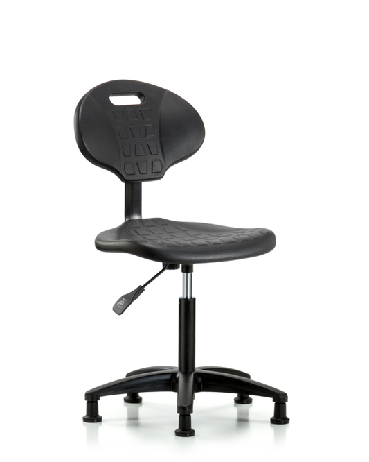 Blue Ridge Ergonomics TPMBCH-RG-A0-NF-RG-BLK Erie Polyurethane Chair - Medium Bench Height with Stationary Glides in Black Polyurethane