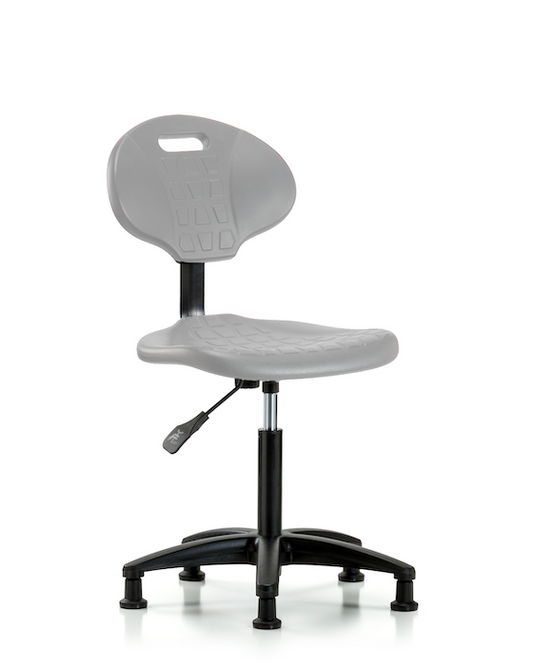 Blue Ridge Ergonomics TPMBCH-RG-A0-NF-RG-GRY Erie Polyurethane Chair - Medium Bench Height with Stationary Glides in Gray Polyurethane