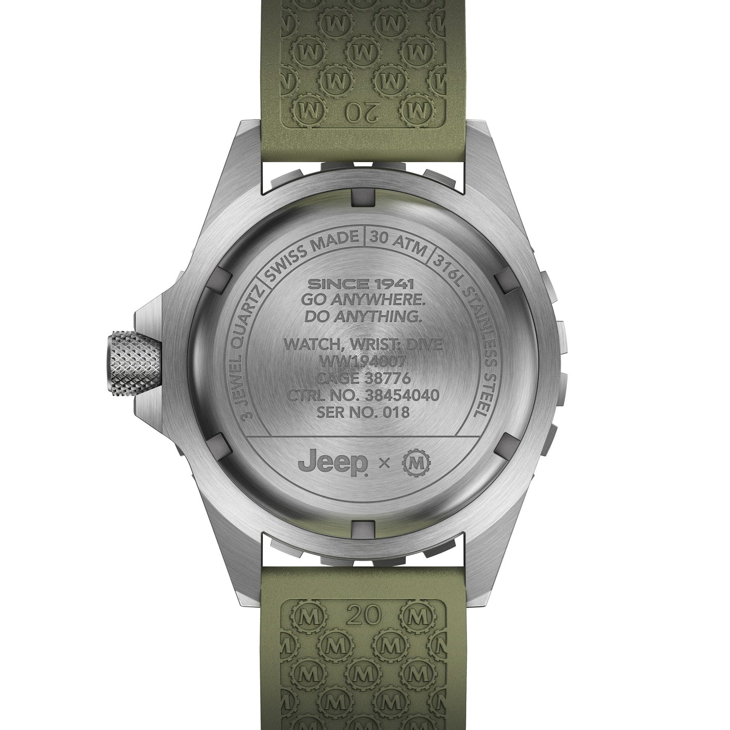 Marathon WW194007SS-4101 Jeep® X Rubicon TSAR® Quartz (41mm) Black Dial / OD Green Rubber Strap