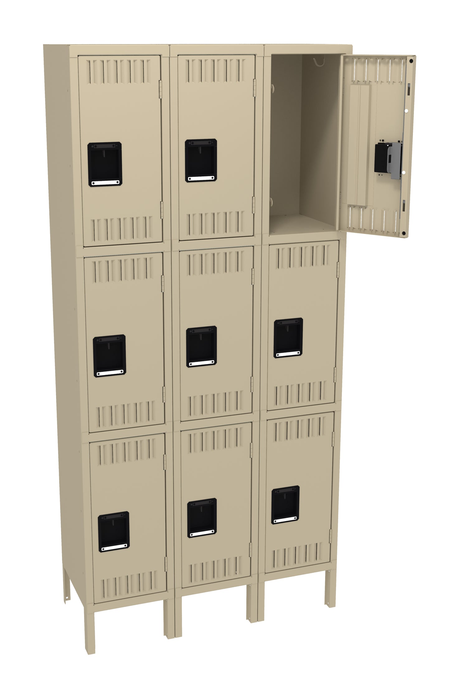 Tennsco TTS-121524-3 Triple Tier Locker - Three Wide With Legs (Assembled)