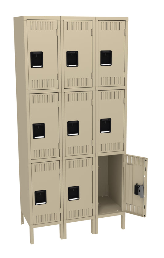 Tennsco TTS-121824-3 Triple Tier Locker - Three Wide With Legs (Assembled)