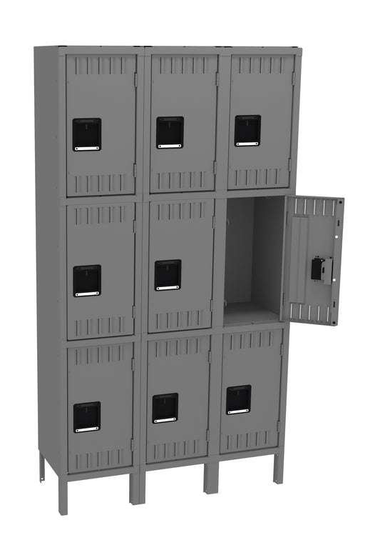 Tennsco TTS-151524-3 Triple Tier Locker - Three Wide With Legs (Assembled)