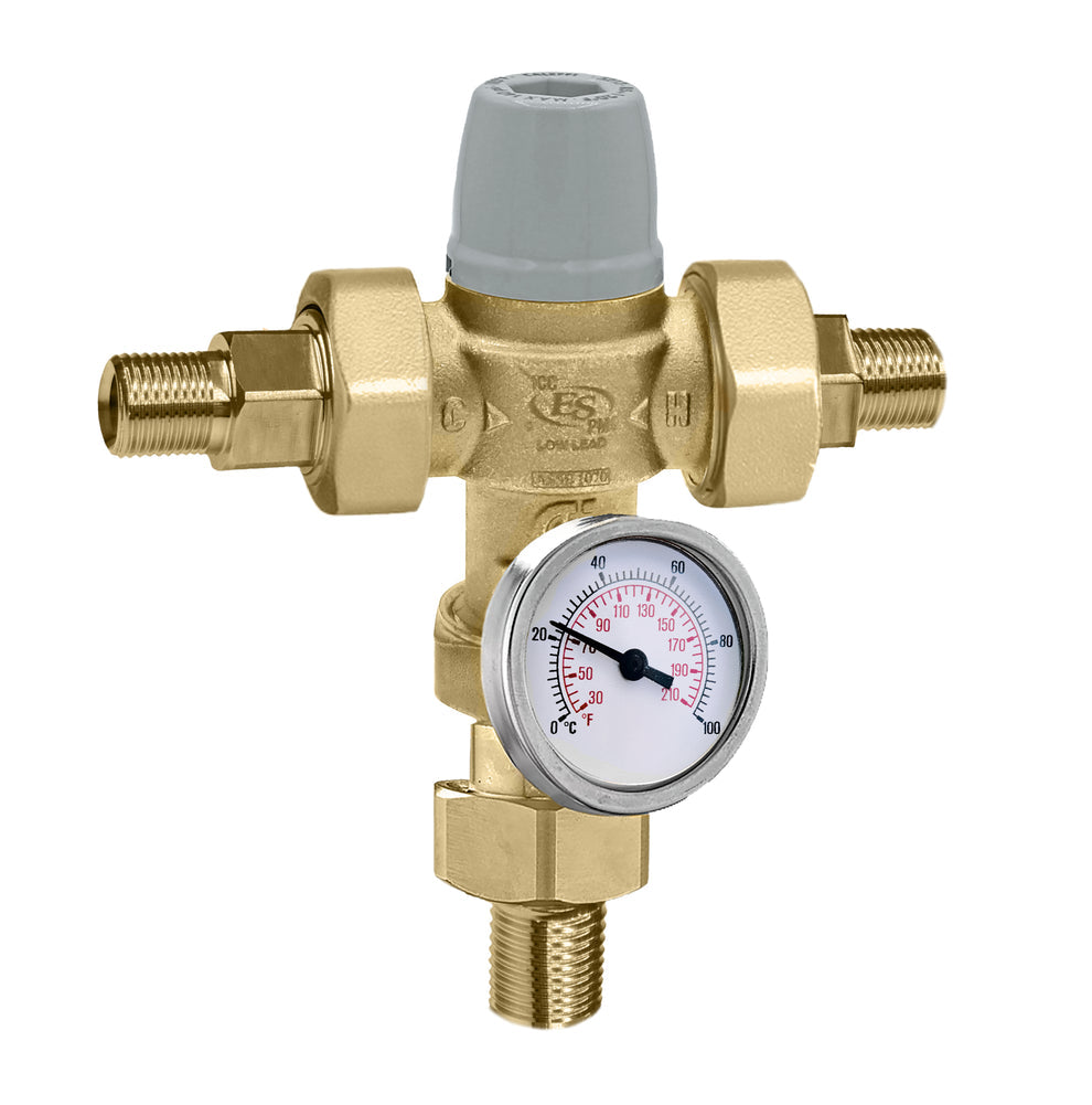 Caleffi 521367A 002 TubMixer™ 1" PEX crimp ASSE 1070 Anti-Scald W/ Temp Gauge