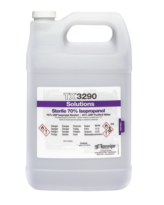 SOS Cleanroom Texwipe TX3290 Sterile 70% Isopropanol Alcohol Solution (1 Gallon Bottle, 4/Case) - Case