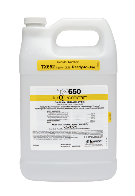 SOS Cleanroom Texwipe TX652 TexQ Sterile Disinfectant Ready-to-Use (1 Gallon Bottle, 4/Case) - Case