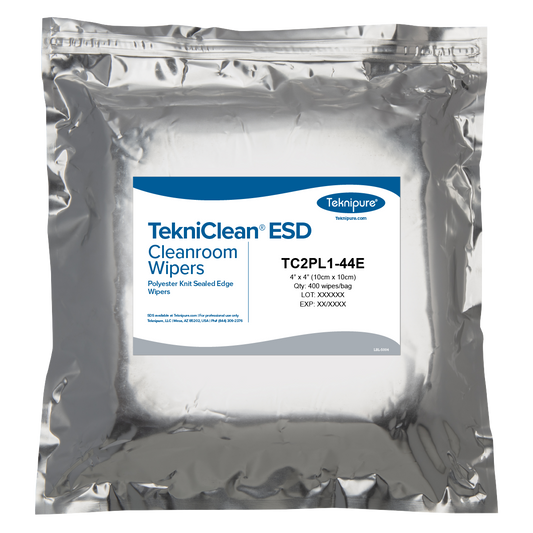 SOS Cleanroom TekniClean ESD Polyester Knit Carbon Fiber Wiper with Sealed Edge, 4" x 4" (ISO Class 3-8) - Bag