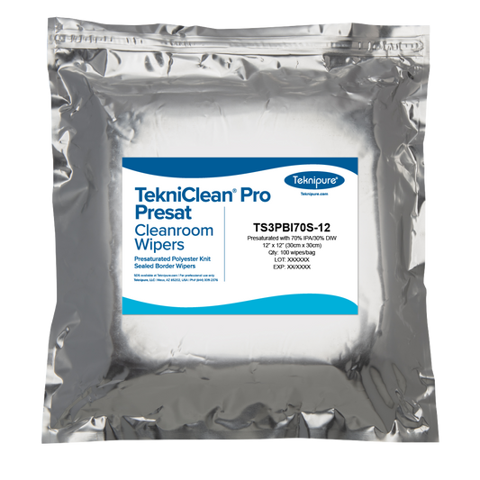 SOS Cleanroom TekniClean Pro Presat ESD Polyester Knit Wiper, Sealed Border, 70% IPA, 12?x 12? - Case