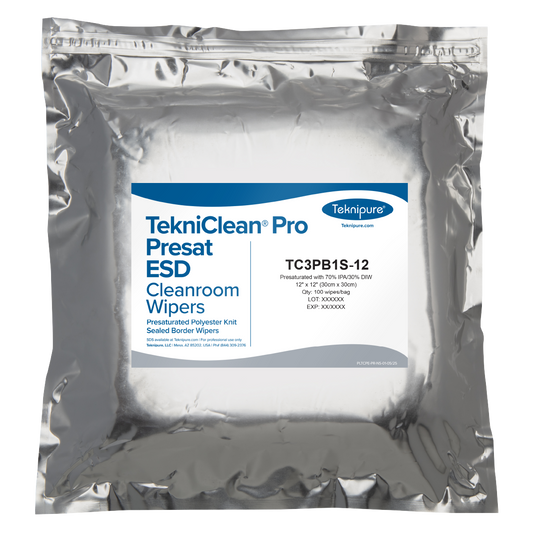 SOS Cleanroom TekniClean Pro ESD Polyester Knit Wiper, Sealed Border, 12?x 12? - Case
