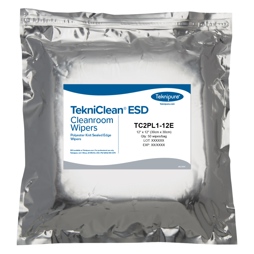 SOS Cleanroom TekniClean ESD Polyester Knit Carbon Fiber Wiper with Sealed Edge, 12" x 12" (ISO Class 3-8) - Case