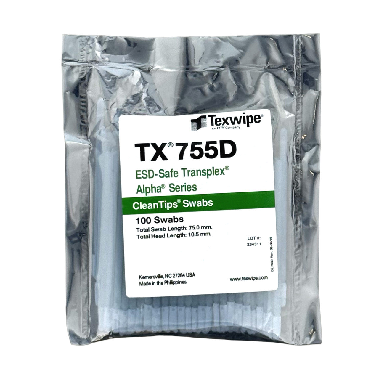 SOS Cleanroom Texwipe TX755D Mini Thin Alpha ESD Swab - Case