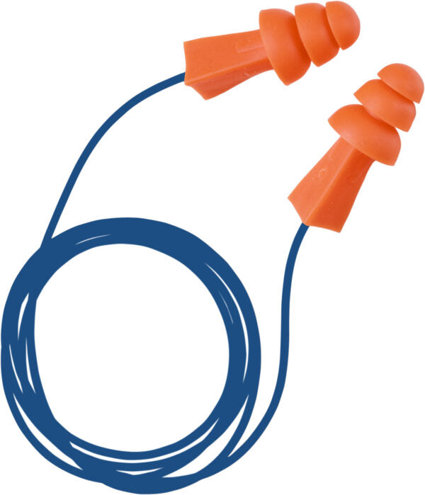 Gateway Safety 943180 Tri-Grip MD Metal Detectable Earplugs Corded Reusable Hearing Protection