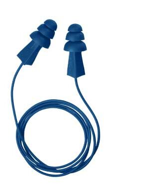 Gateway Safety 946880 Tri-Grip MTEK JR Metal Detectable Reusable Corded Earplugs - Junior Size, 27 NRR, Dark Blue