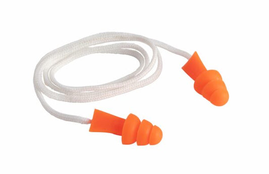 Gateway Safety 941120 Tri-Grip Reusable Earplugs - 27 NRR, Patented Triple-Flange Design, Corded or Uncorded