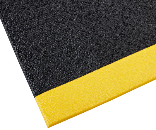 Crown Matting SE 3832BP Tuff-Spun 3/8 Pebble-Surface 3'x12' Black w/Yellow Anti-Fatigue Dry Area Mat