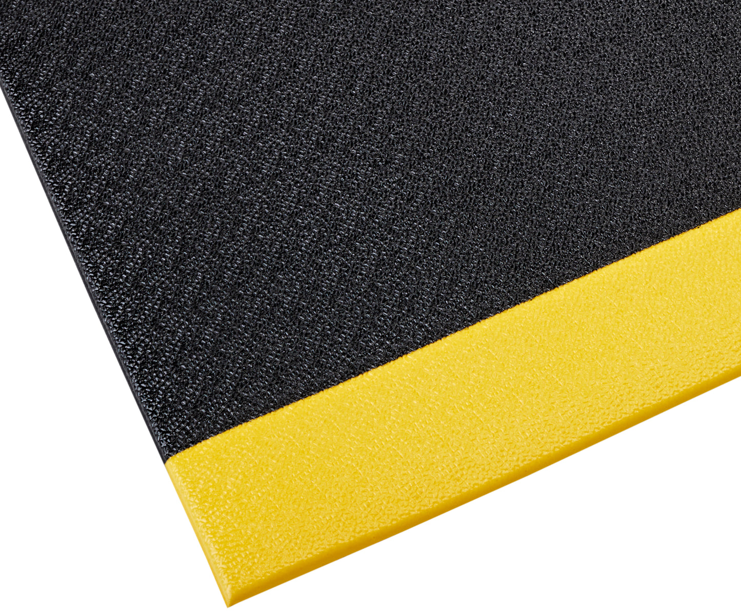 Crown Matting SER3824BP Tuff-Spun 3/8 Pebble-Surface 2'x60' Black w/Yellow Anti-Fatigue Dry Area Mat