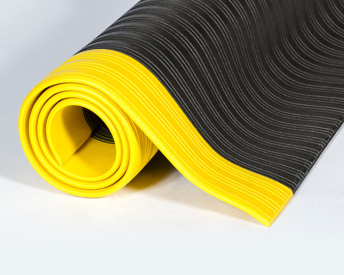 Crown Matting SE 3832YB Tuff-Spun 3/8 Rib-Surface 3'x12' Black w/Yellow Anti-Fatigue Dry Area Mat