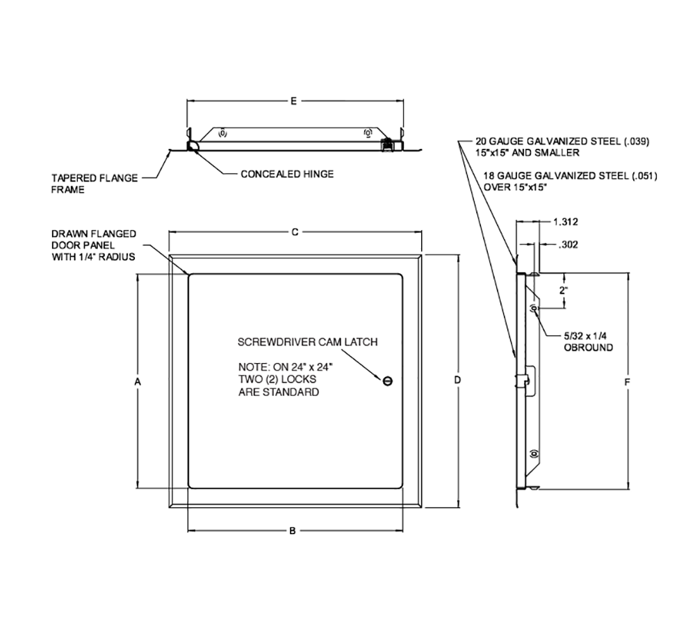 Acudor UF-5500 6" x 6" Universal Access Door