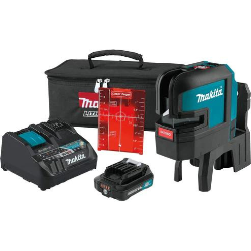 Makita SK106DNAX 12V max CXT® Lithium‘Ion Cordless Self‘Leveling Cross‘Line/4‘Point Red Beam Laser Kit (2.0Ah)