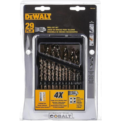 Dewalt DWA1269 Industrial Cobalt Alloy Steel Pilot Point® Drill Bit Set (29 Pc)