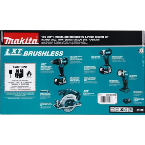 Makita XT446T 18V LXT® Lithium‘Ion Brushless Cordless 4‘Pc. Combo Kit (5.0Ah)