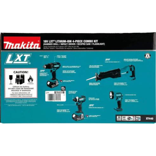 Makita XT440 18V LXT® Lithium‘Ion Cordless 4‘Pc. Combo Kit (3.0Ah)