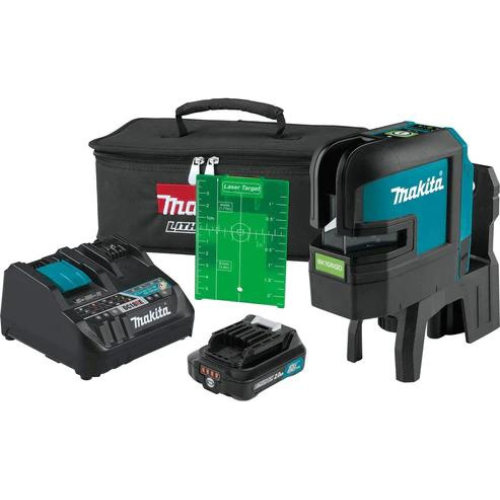 Makita SK106GDNAX 12V max CXT® Lithium‘Ion Cordless Self‘Leveling Cross‘Line/4‘Point Green Beam Laser Kit (2.0Ah)