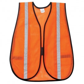 MCR Safety V211SR Orange Mesh Safety Vest 1 Inch Silver Reflective Stripes Light Weight Polyester Mesh Fabric General Purpose, Non-ANSI Rated (1 EA)