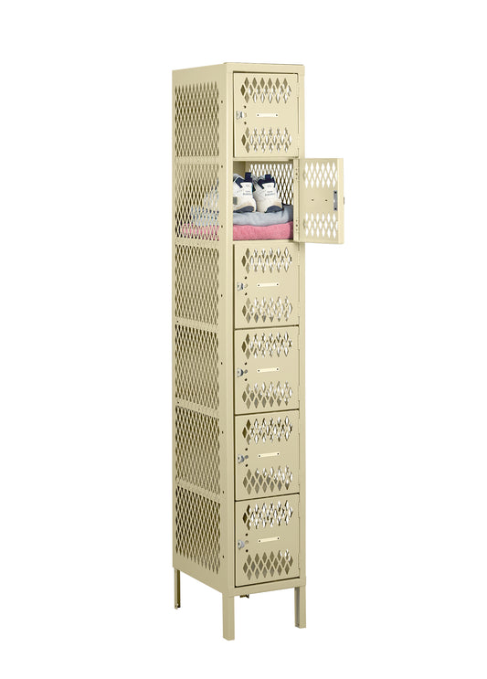 Tennsco VBL6-1218-1 6 High Ventilated Box Locker - One Wide With Legs (Assembled)